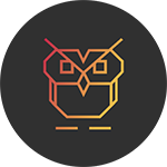Logo orange sur fond noir La chouette agence